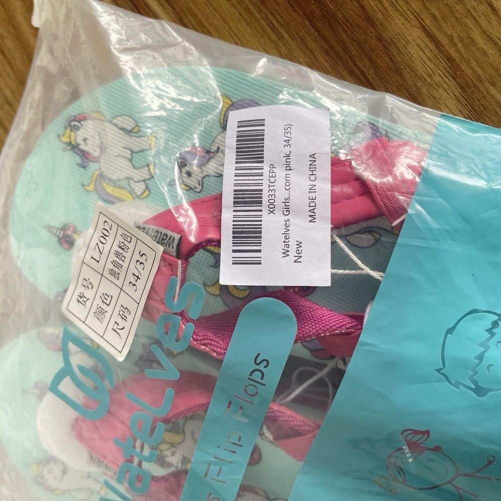 New WateLves Girls Flip Flops Pink Size 2-3 Toddler Unicorn New - Picture 10 of 13